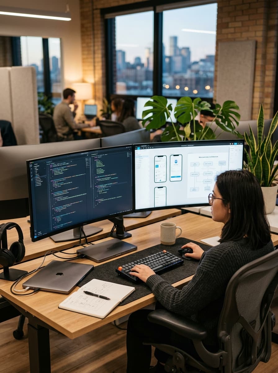 Software engineer working across application code and interface designs