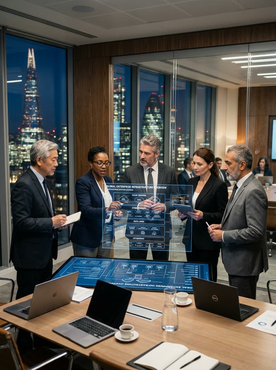 Technology consultants reviewing an enterprise delivery plan